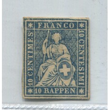 SUIZA 1854 Yv 27a ESTAMPILLA CLASICA NUEVA SIN GOMA RARA 280 €